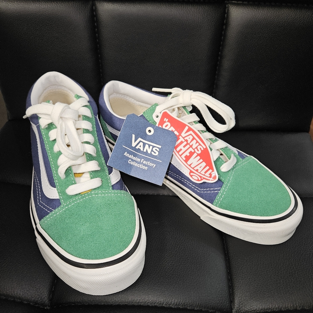Vans, 6 Youth, Green//Blue/Yellow/White